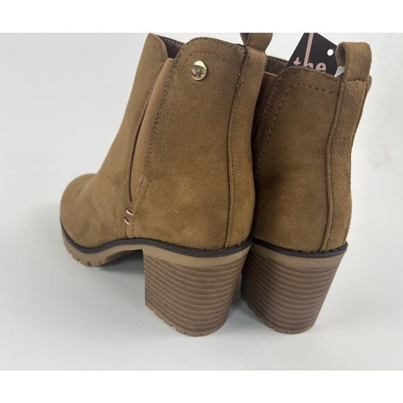 Jabasic Womens Casual Suede Ankle Chelsea Brown Boots Shoes Size 5 - Picture 3 of 11